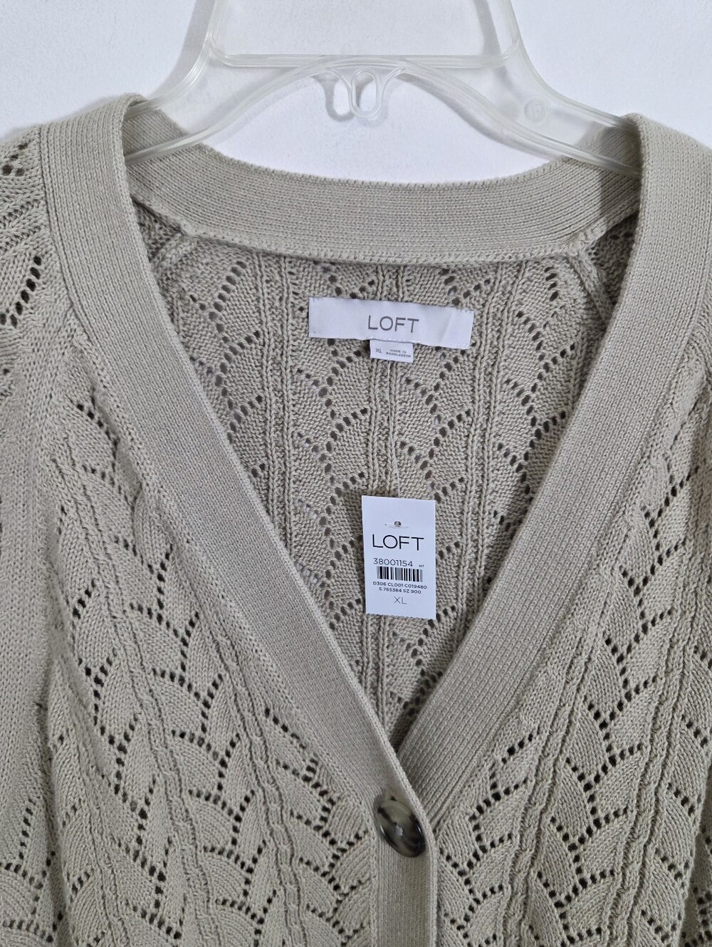 NWT LOFT Cardigan Sweater Lightweight Tan Beige V-neck Boho Size XL - Picture 3 of 10